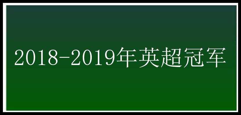 2018-2019年英超冠军