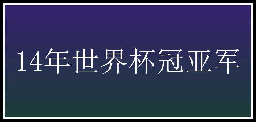 14年世界杯冠亚军