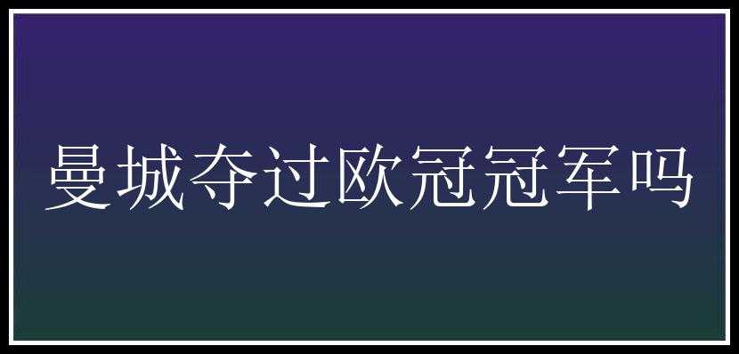 曼城夺过欧冠冠军吗