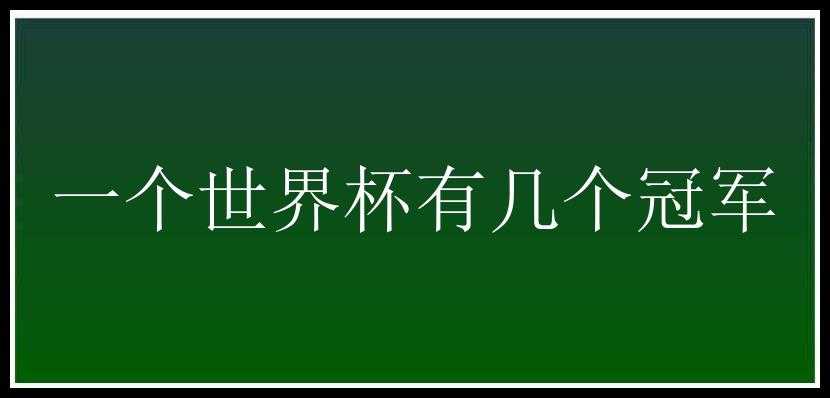 一个世界杯有几个冠军