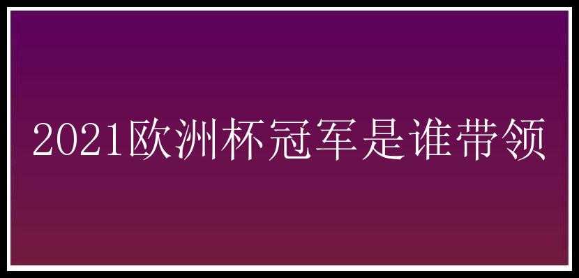 2021欧洲杯冠军是谁带领