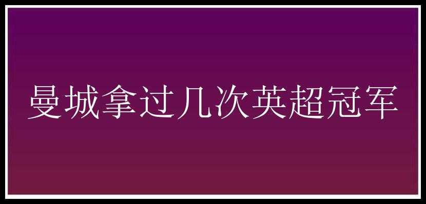 曼城拿过几次英超冠军