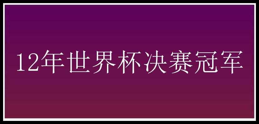 12年世界杯决赛冠军