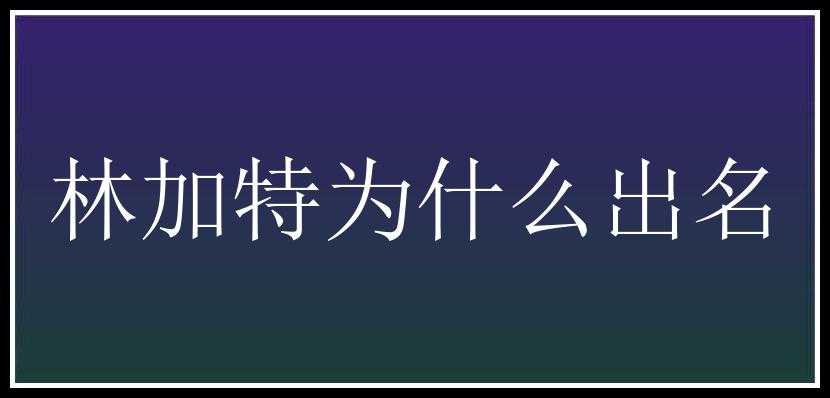 林加特为什么出名