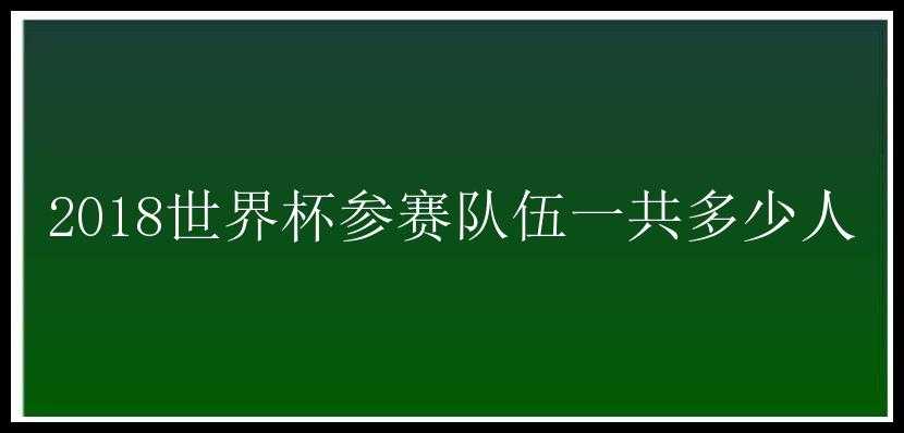 2018世界杯参赛队伍一共多少人