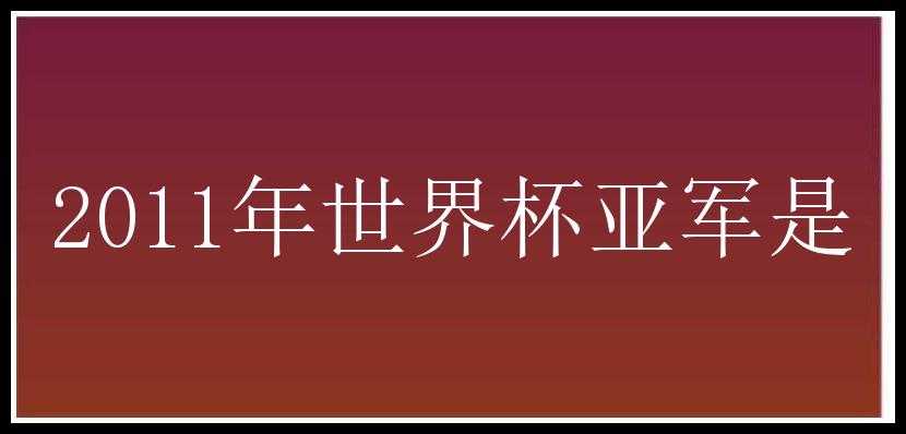 2011年世界杯亚军是