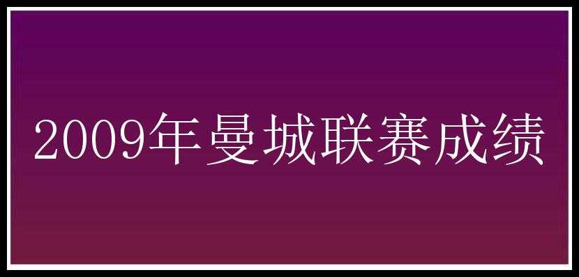 2009年曼城联赛成绩