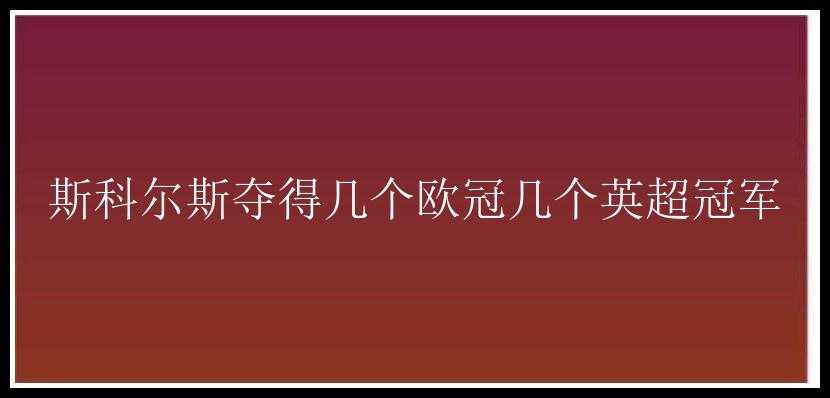 斯科尔斯夺得几个欧冠几个英超冠军