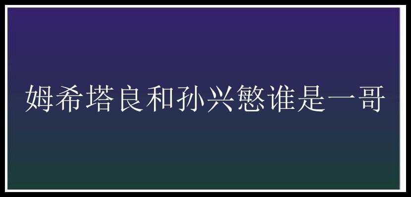 姆希塔良和孙兴慜谁是一哥