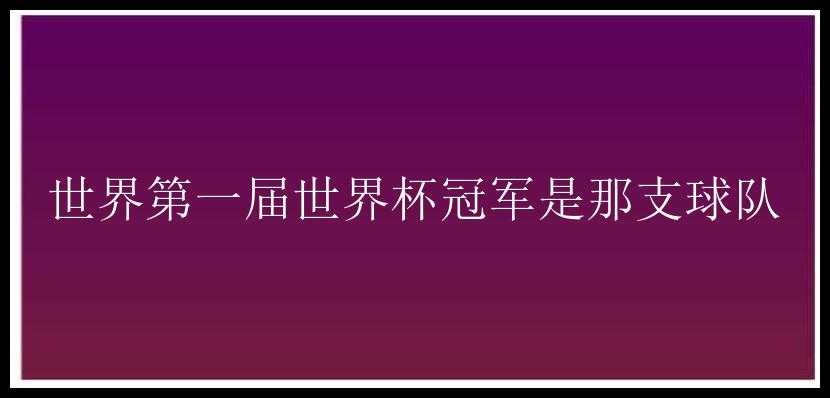 世界第一届世界杯冠军是那支球队