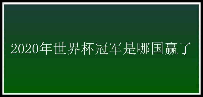 2020年世界杯冠军是哪国赢了