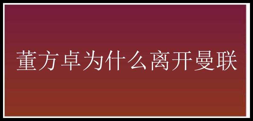 董方卓为什么离开曼联