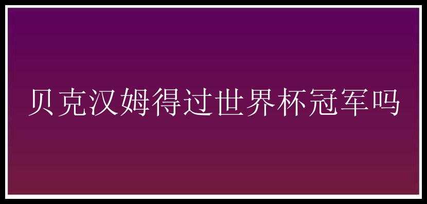 贝克汉姆得过世界杯冠军吗