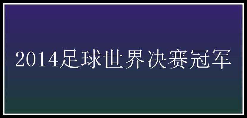 2014足球世界决赛冠军