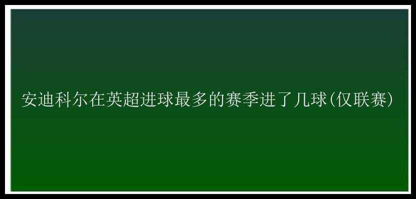 安迪科尔在英超进球最多的赛季进了几球(仅联赛)