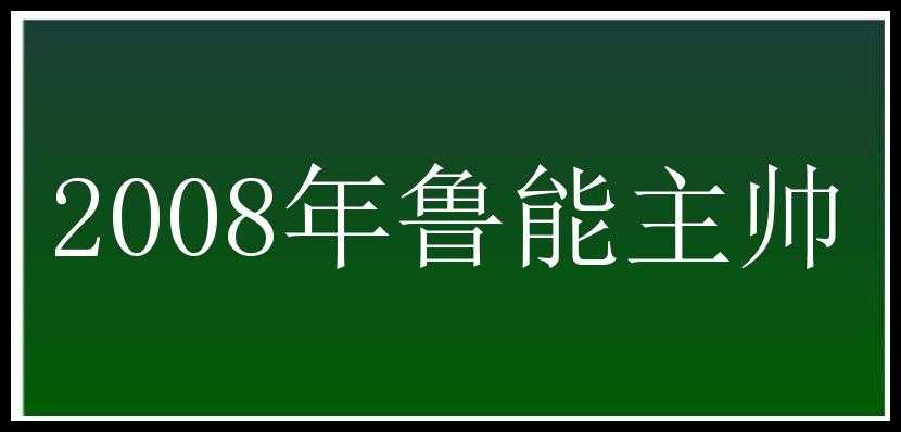 2008年鲁能主帅