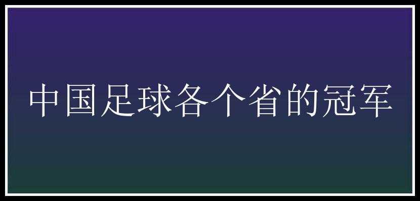 中国足球各个省的冠军