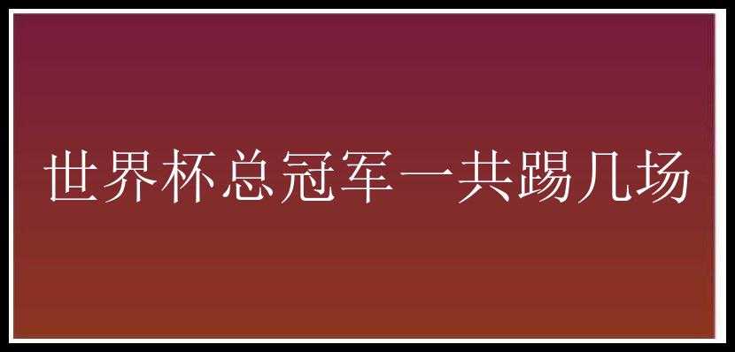 世界杯总冠军一共踢几场