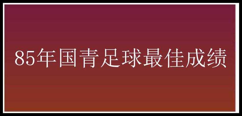 85年国青足球最佳成绩