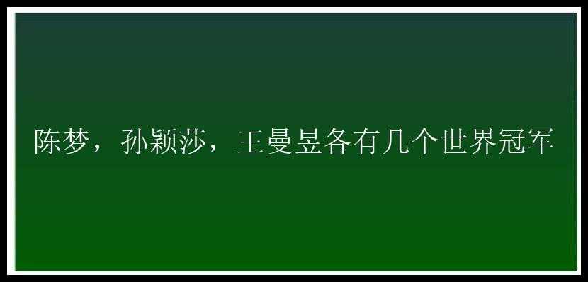 陈梦，孙颖莎，王曼昱各有几个世界冠军