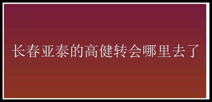 长春亚泰的高健转会哪里去了