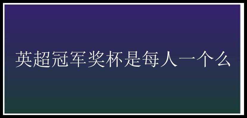 英超冠军奖杯是每人一个么