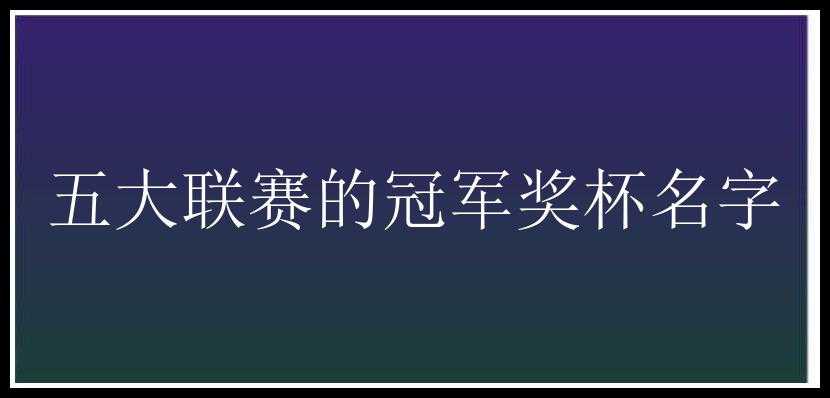 五大联赛的冠军奖杯名字