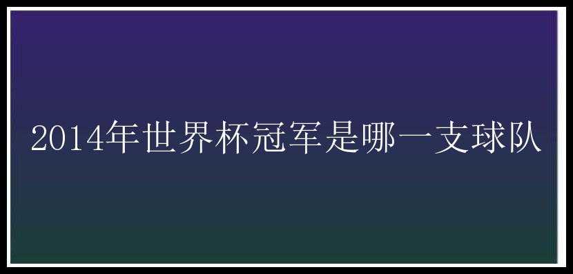 2014年世界杯冠军是哪一支球队