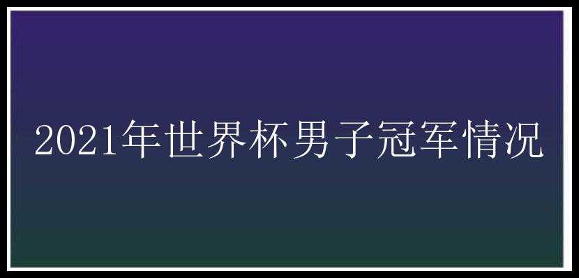 2021年世界杯男子冠军情况