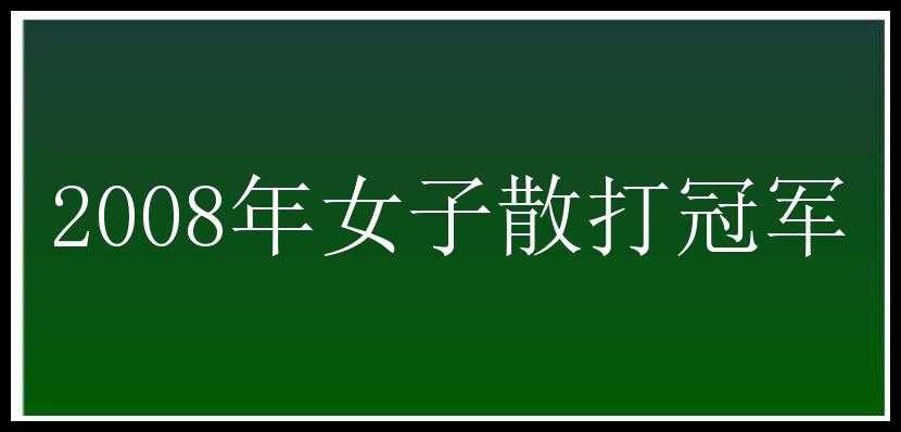 2008年女子散打冠军