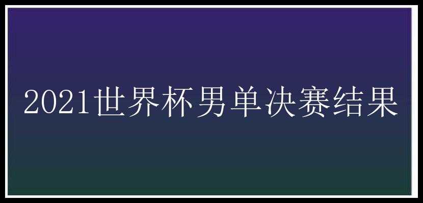 2021世界杯男单决赛结果