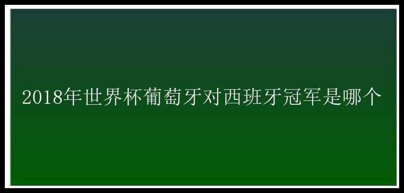 2018年世界杯葡萄牙对西班牙冠军是哪个