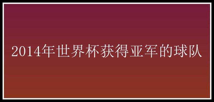 2014年世界杯获得亚军的球队