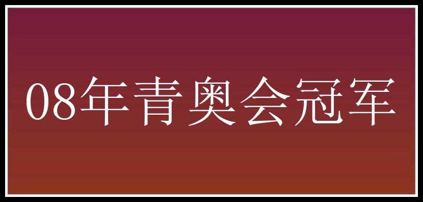 08年青奥会冠军