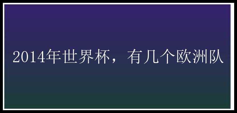 2014年世界杯，有几个欧洲队