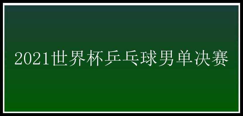 2021世界杯乒乓球男单决赛