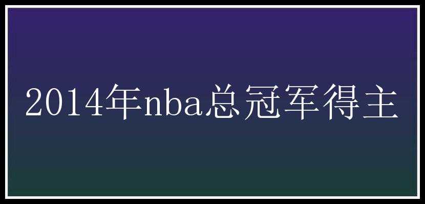 2014年nba总冠军得主