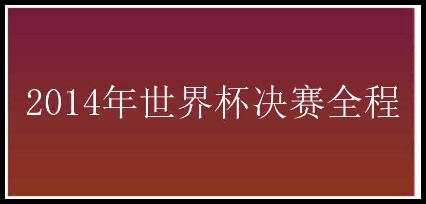 2014年世界杯决赛全程