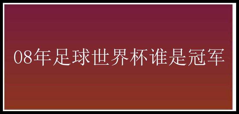 08年足球世界杯谁是冠军