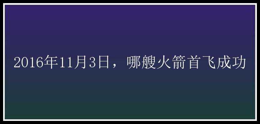 2016年11月3日，哪艘火箭首飞成功