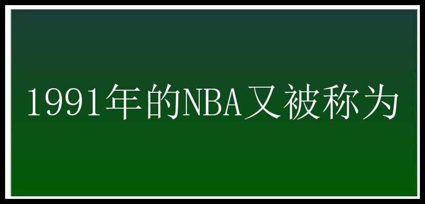 1991年的NBA又被称为