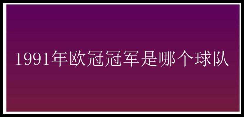 1991年欧冠冠军是哪个球队