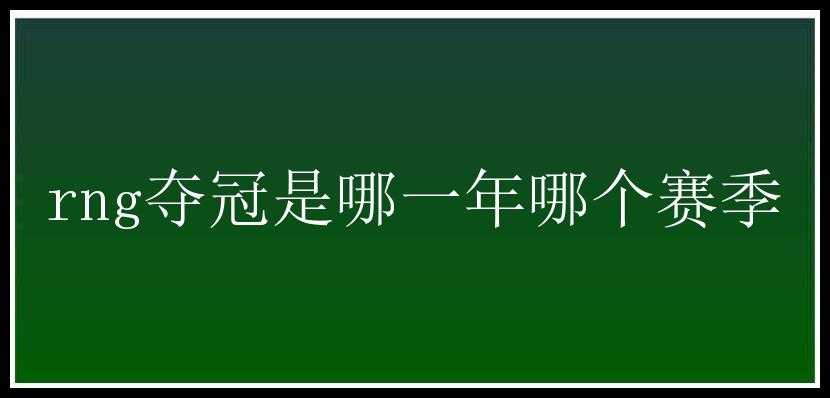 rng夺冠是哪一年哪个赛季