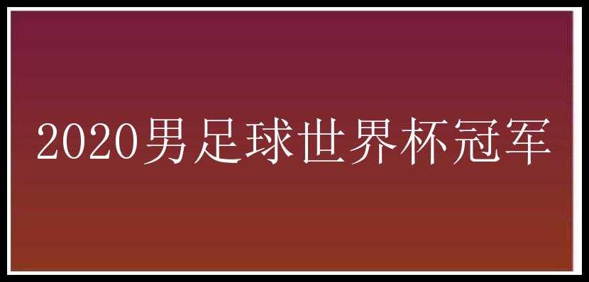 2020男足球世界杯冠军