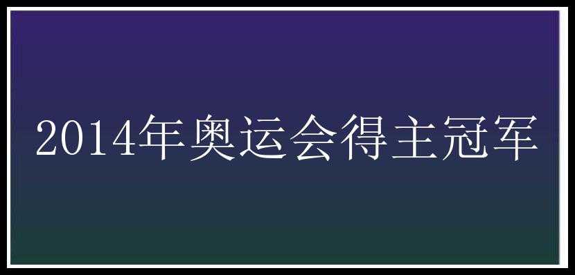 2014年奥运会得主冠军