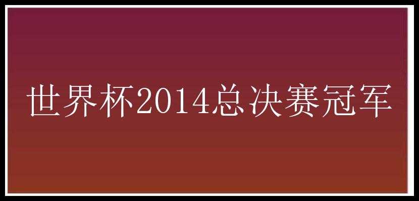 世界杯2014总决赛冠军