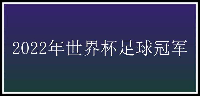 2022年世界杯足球冠军