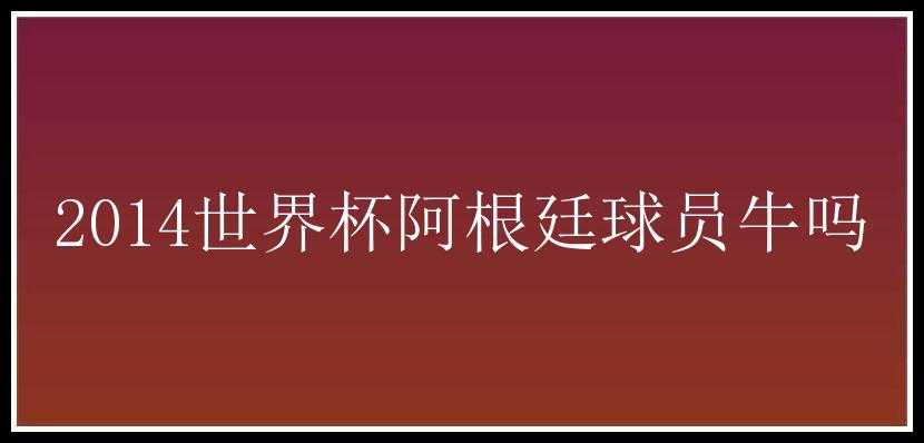 2014世界杯阿根廷球员牛吗