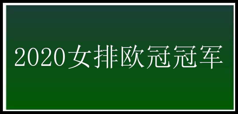 2020女排欧冠冠军