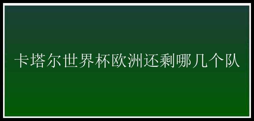 卡塔尔世界杯欧洲还剩哪几个队